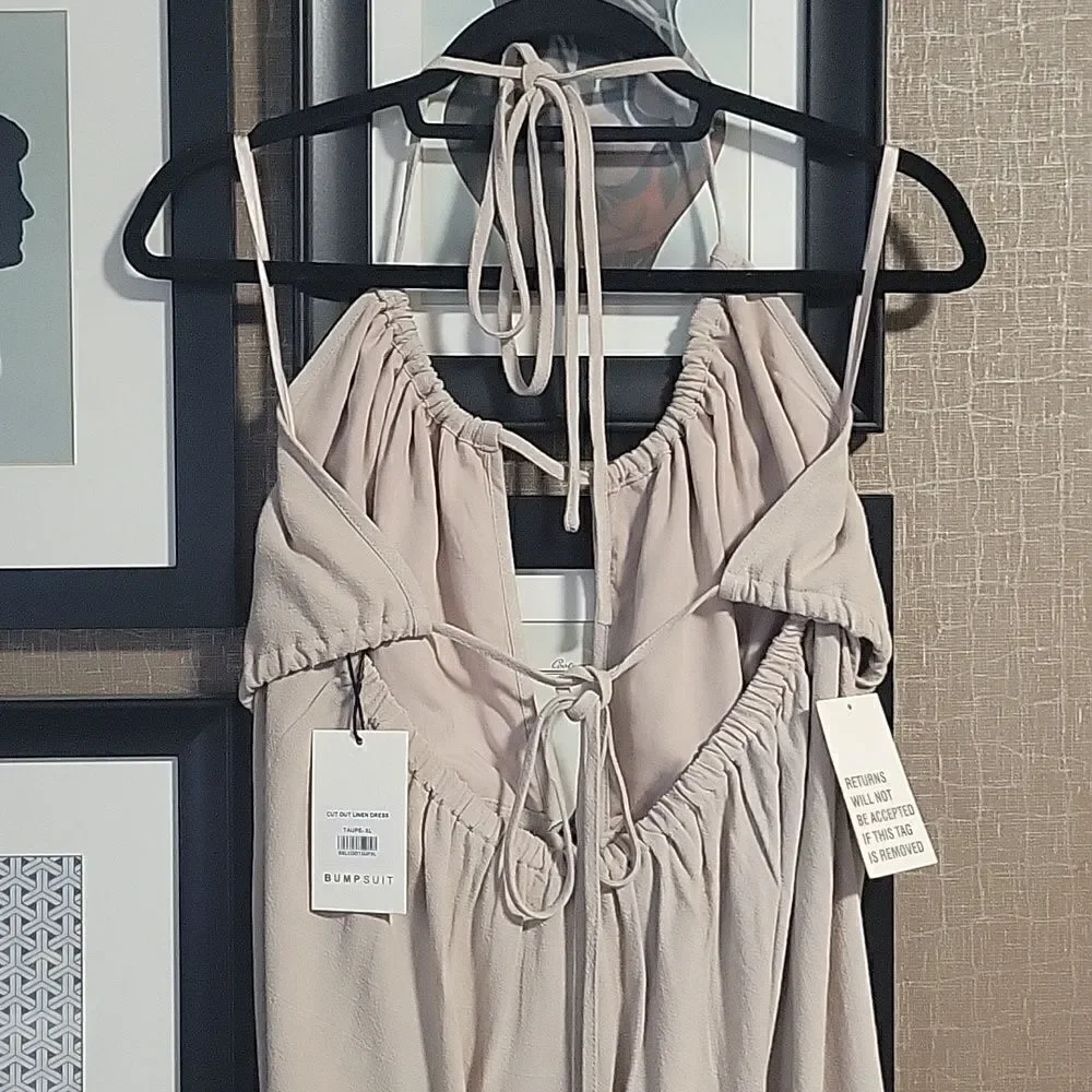 Bumpsuit Cut Out Linen Blend Dress - Picture 10 of 14